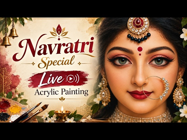 🔴Navratri Special Live✨️Acrylic Painting |Goddess Portrait 🪷| Izumi’s World #live #livestream