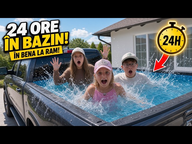 24 HOUR challenge in a pool in a RAM truck bed! 😲