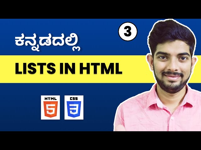Learn Lists in HTML in Kannada | HTML & CSS Tutorial for Beginners in Kannada