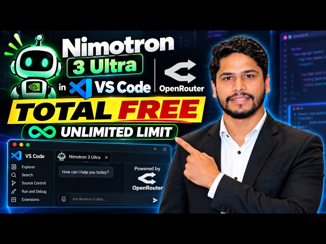 Nimotron 3 Ultra in VS Code for FREE 🚀 | OpenRouter API Setup | AI Coding