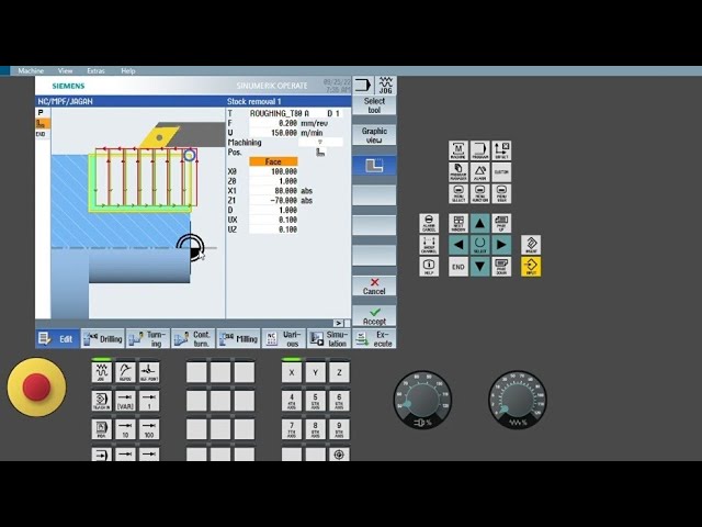 Step turning (G72) in shop turn cycle Siemens SINUMERIK 828D/840DSL in English