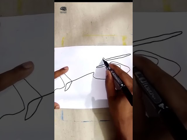 How to draw a Helicopter - one line art #shorts
