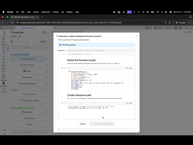 Generate Jupyter Notebooks With AI Using CoCalc