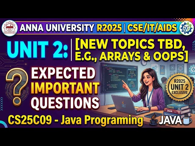 Anna University R2025 Java Unit 2 |  Most Important Questions | MCQ, 3 & 12 Marks | CSE IT AI&DS
