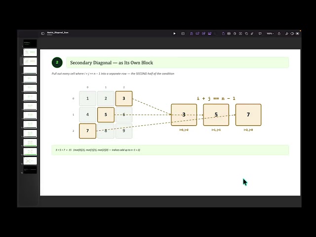 DSA for Noobs: Matrix Diagonal Sum (LeetCode 1572) - Full Walkthrough in C