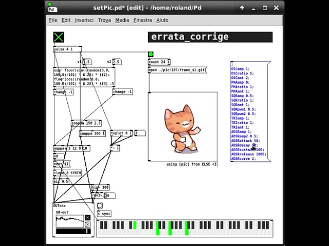 Dancing cat vibe to a fully procedural live-coded generative patch built in Pure Data 🐱🎶!