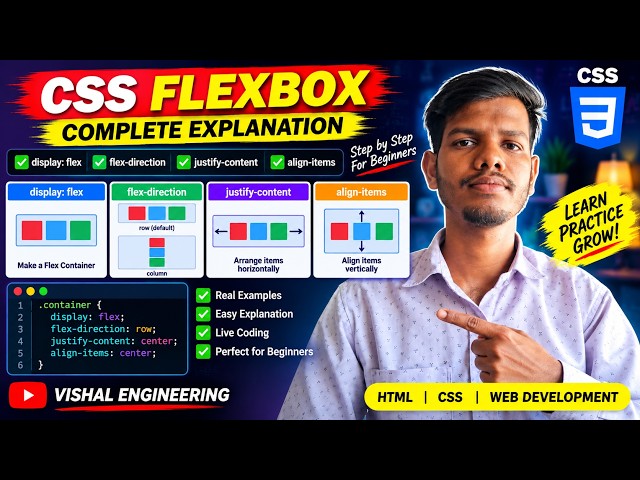 CSS Flexbox Explained | Flex Direction, Justify Content & Align Items | CSS Tutorial for Beginners