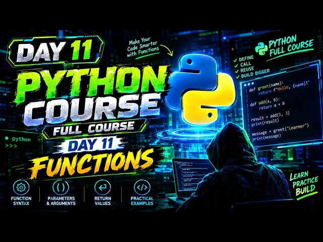 🔴 LIVE — Complete Python Course | Day 11: Functions in Python | Beginner To Advanced
