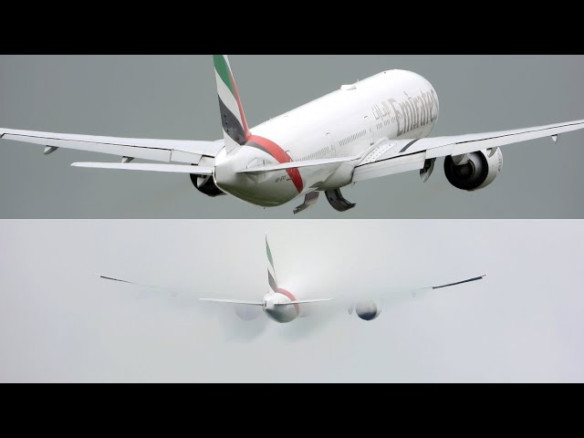 Plane disappears in clouds