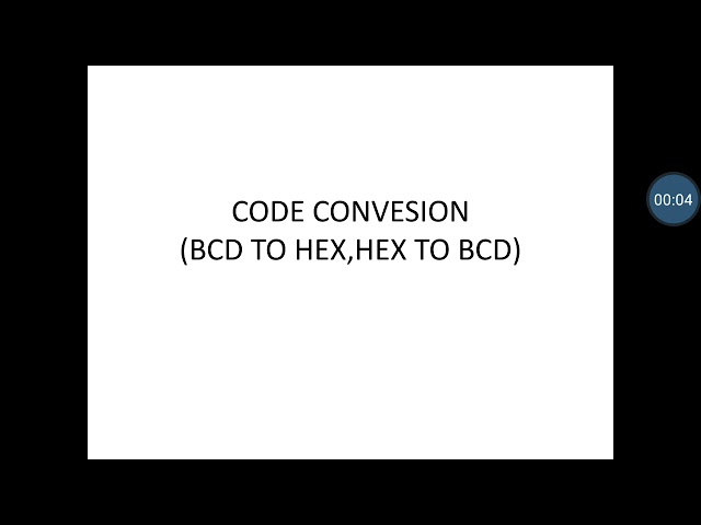 HEX to BCD ,BCD TO HEX 8085 Microprocessor Programme