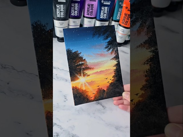 Easy way to paint a sunset / acrylic painting ideas for beginners