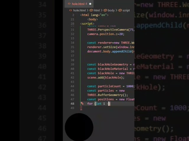 I recreated a blackhole with JavaScript #buildinpublic #coding #webdev #programming #javascript