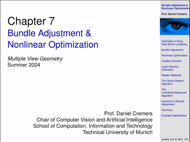 MVG - Lecture 13: Bundle Adjustment & Nonlinear Optimization (Part 3)
