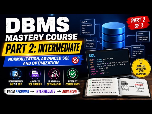 DBMS Part 2 🔥 Intermediate DBMS Complete Course | Normalization, SQL Joins & Indexing.