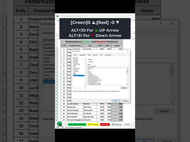 Create Positive & Negative Variances in Excel | Easy Excel Trick #excel