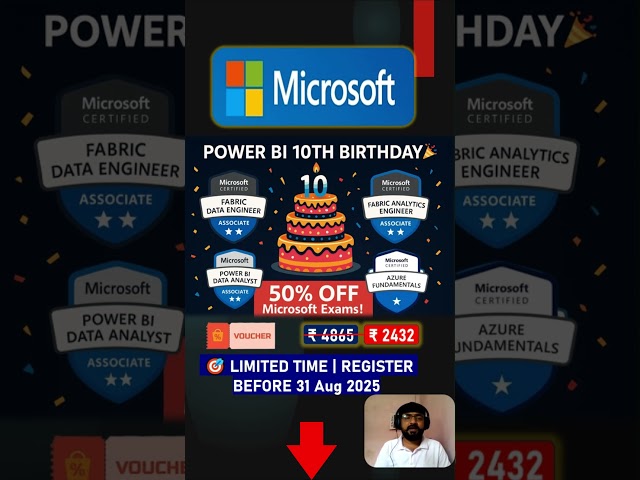 🔥 Power BI 10th Birthday | 50% OFF Microsoft Certification Exams | Limited Time Offer 2025|