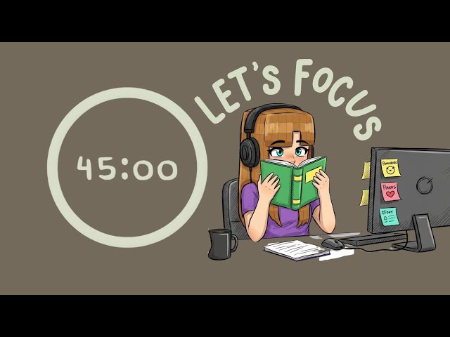 Minecraft Pomodoro | 2x45min (1,5hr) | ADHD | Let’s Get Focused! Lofi Study Beats 📚