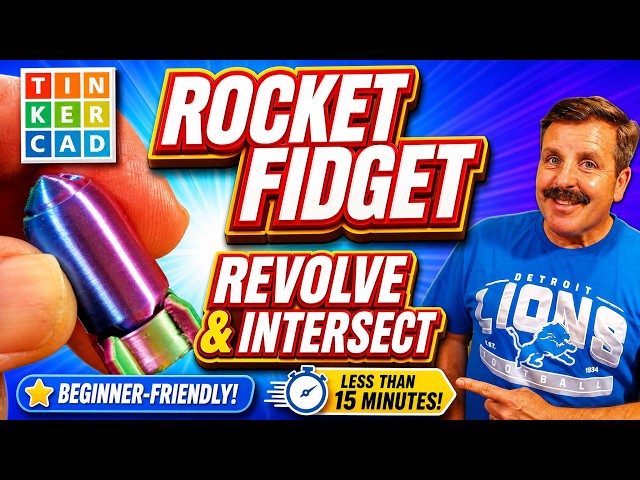 A Tinkercad Rocket Fidget: Sketch Revolve & Intersect Magic! 💯🔥