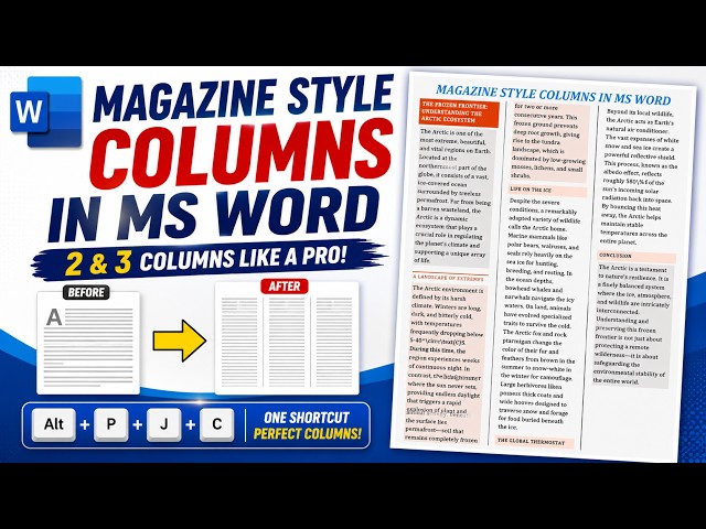 Create Magazine Style Columns in MS Word | 2 & 3 Columns Like a Pro #word #tips #shortcuts