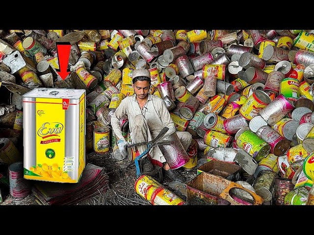 Process of Recycling Massive Oil Tin Boxes In Factory | How Oil Tins Are Recycled | Inside Factory