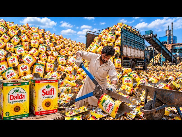 How Scrap Oil Tins Are Recycled Into New Products | Amazing Factory Process!