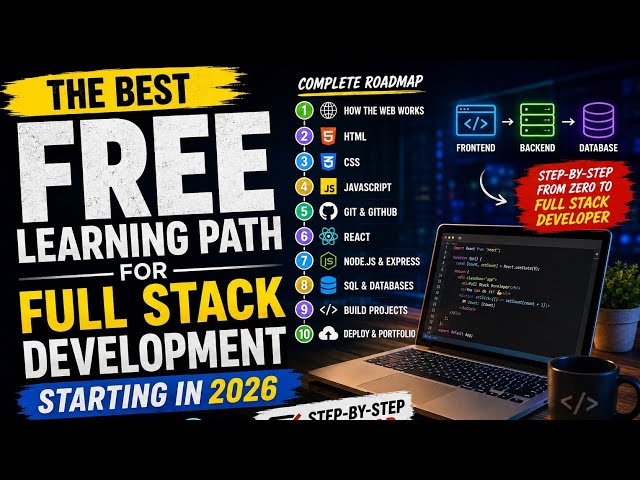 The Best FREE Full Stack Developer Roadmap for Beginners in 2026 🚀