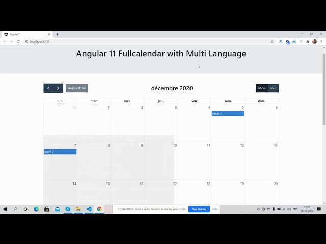Angular FullCalendar with Multi Language