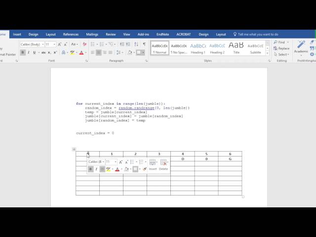 Creating a Word Jumble in Python