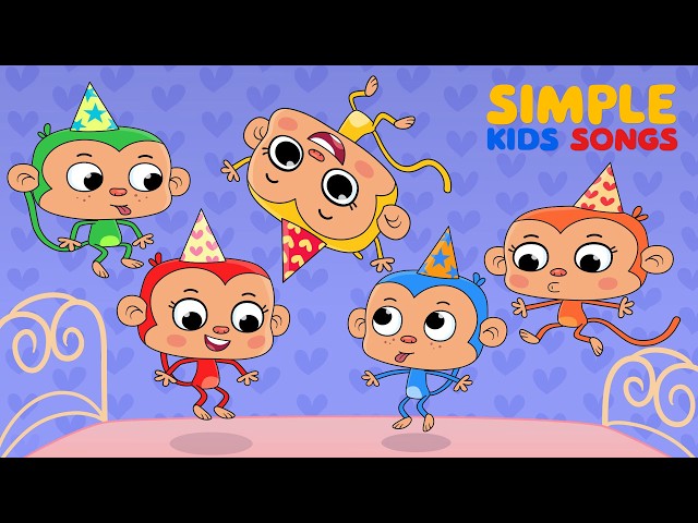 5 Little Monkeys (Party Version) 🎉 | Nursery Rhymes | Simple Kids Songs