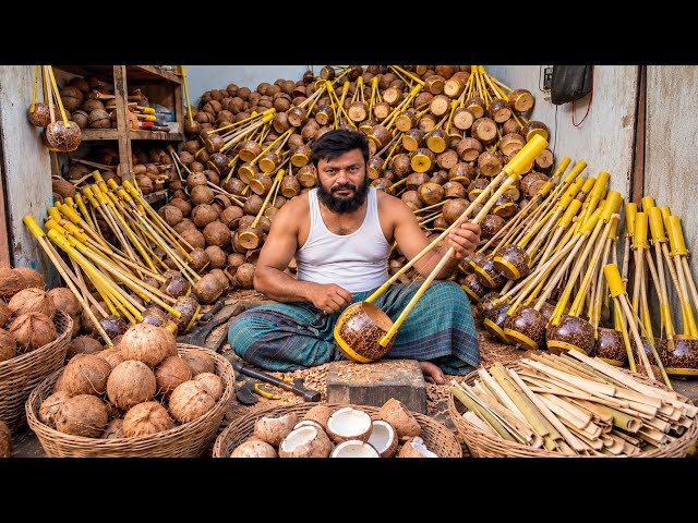 Amazing Process Of Making Traditional Ektara From Mature Coconut |Handmade Folk Instruments 