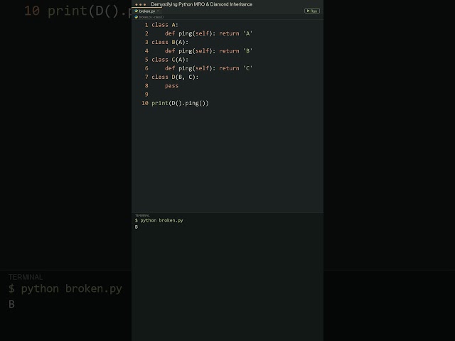 Python's Diamond Problem Solved in 40s! 💎 #shorts #python