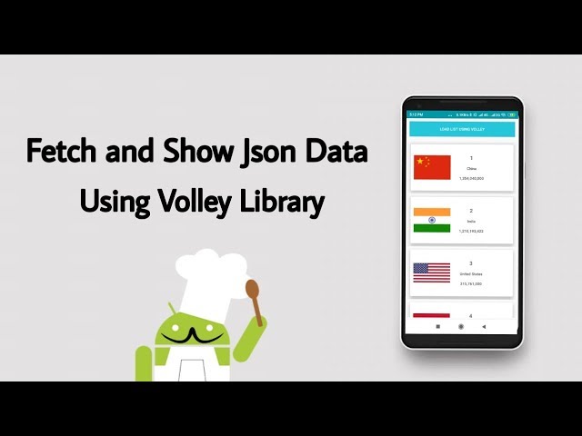 Fetch and show data from Rest API using Volley Library:  Androchef