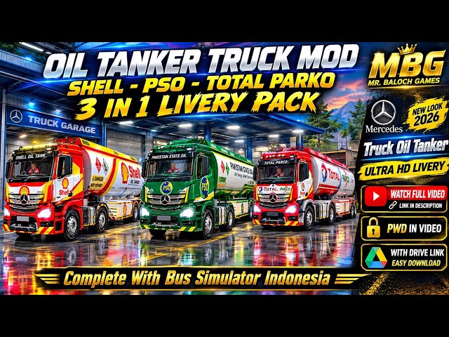TRUCK TANKER MOD AND LIVERY  FREE DOWNLOAD | 3 LIVERY OIL TANKER PAKISTANI SKIN