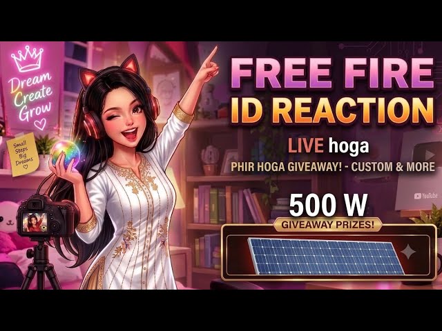 FREE FIRE ID REACTION + 500s SOLAR PANEL GIVEAWAY! 🎁🔥 (LIVE CUSTOM)