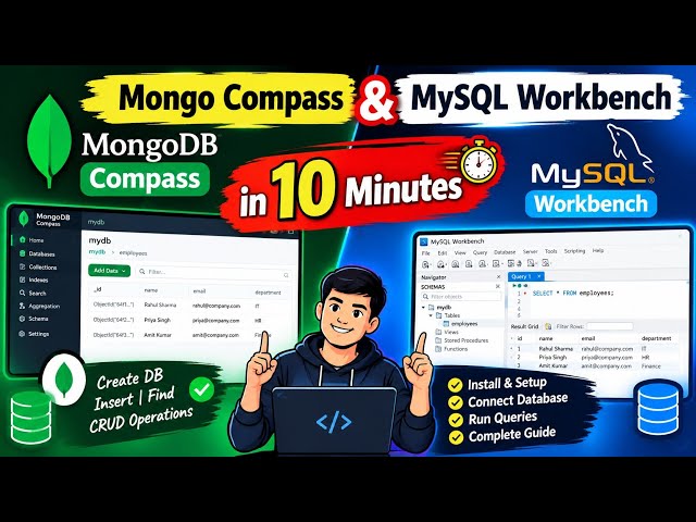 MySQL Workbench and MongoDB Compass Database Queries in 10 Minutes🔥🚀 | SQL & NoSQL | Spring Boot❤️.