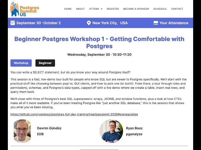 Postgres Summit NYC 2026 - Postgres Training Database Install