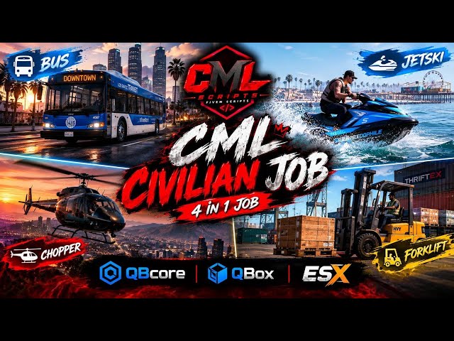 CML Civilian Job | 4 Jobs In 1 Script | QBCore Qbox ESX | FiveM