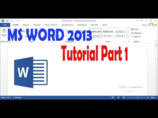 MS Word 2013 - Beginner - Tutorial 1