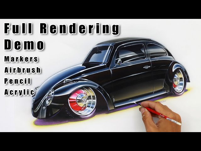 FULL DEMO || Rendering a Custom VW Bug || How To Draw Cars