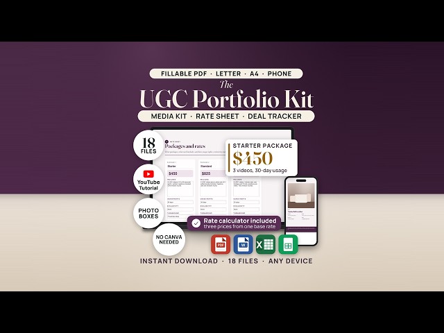 UGC Portfolio and Media Kit: Full Walkthrough (Rate Sheet, Rate Calculator, Pitch Emails, No Canva)