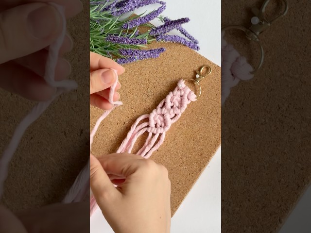Easy Macrame Keychain Tutorial 🌸 #macrame #keychain #diy
