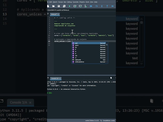 🐍Dica de Python - Compreensão de conjuntos #desenvolvedores #desenvolvedor #programação