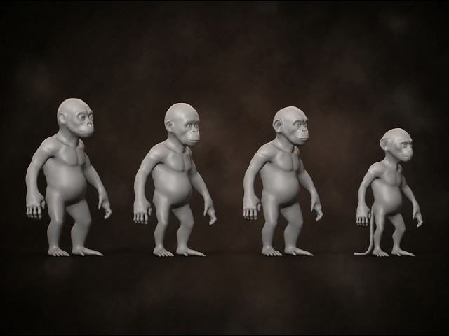 Baby Apes & Monkeys Base Mesh 3D Pack | Young Chimpanzee Showcase (Unity, Unreal, Blender)