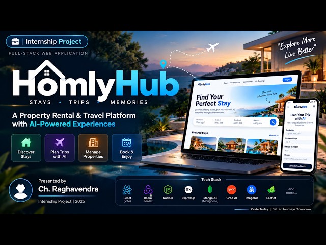 HomlyHub | Full-Stack Property Rental & AI Travel Platform | Internship Project