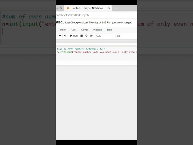 #print sum of even number between 1  to n......  #coding #program #python #code