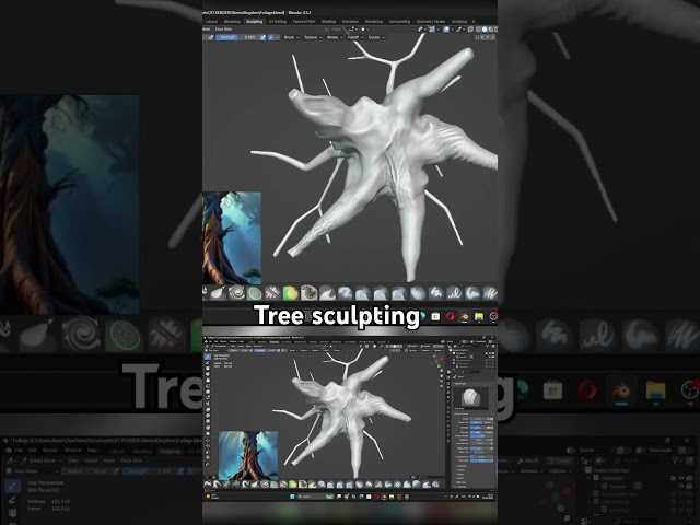 Sculpting a tree in Blender. #sculpting #Blender3D #foilage