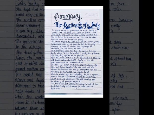 Summary : The portrait of a lady #english #shorts