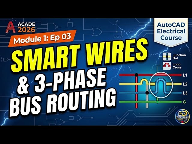 Ep 03 | SMART WIRES & 3-PHASE BUS ROUTING | AutoCAD Electrical Course