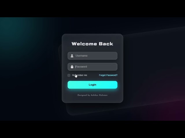 Stunning 3D Login UI Using HTML & CSS | Futuristic Neon Login Form