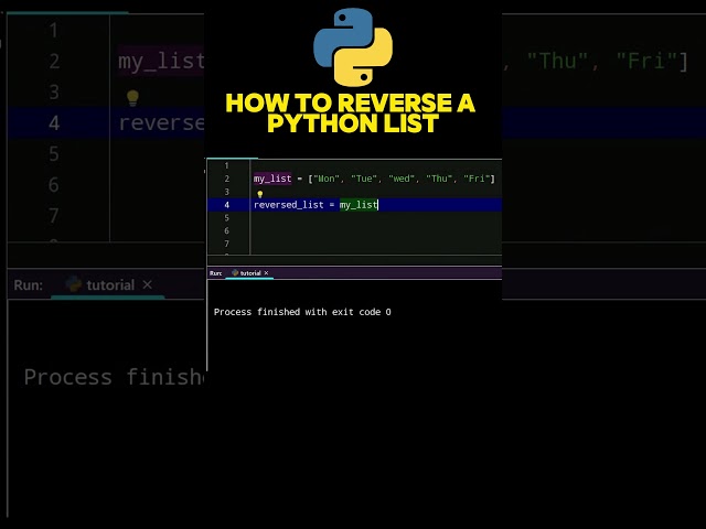 How To Reverse a Python List #pythonlearning #pythonforbeginners #python #coding #shorts